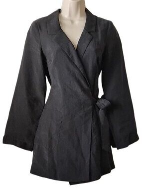 Zara Trafaluc Lyocell Wrap Romper S Blazer Skort Mini Dress Jumpsuit Faded Black